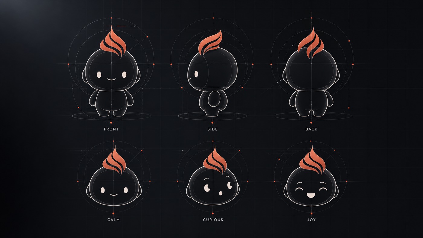 Brand character, model sheet